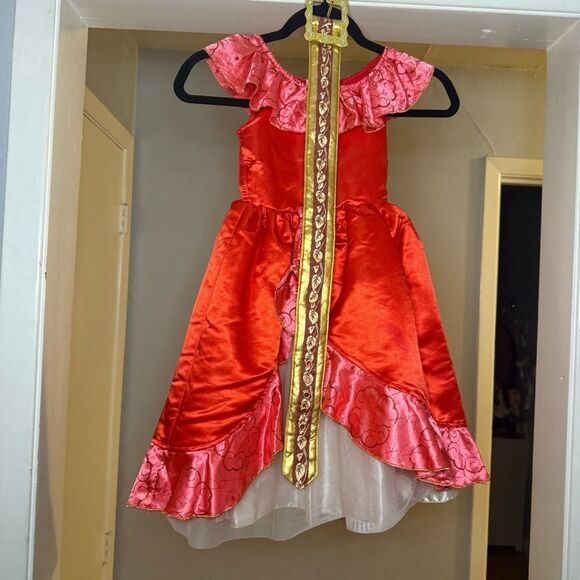 Sz 4 Disney Elena of Avalon Red and Gold Dress Costume - Picture 2 of 12